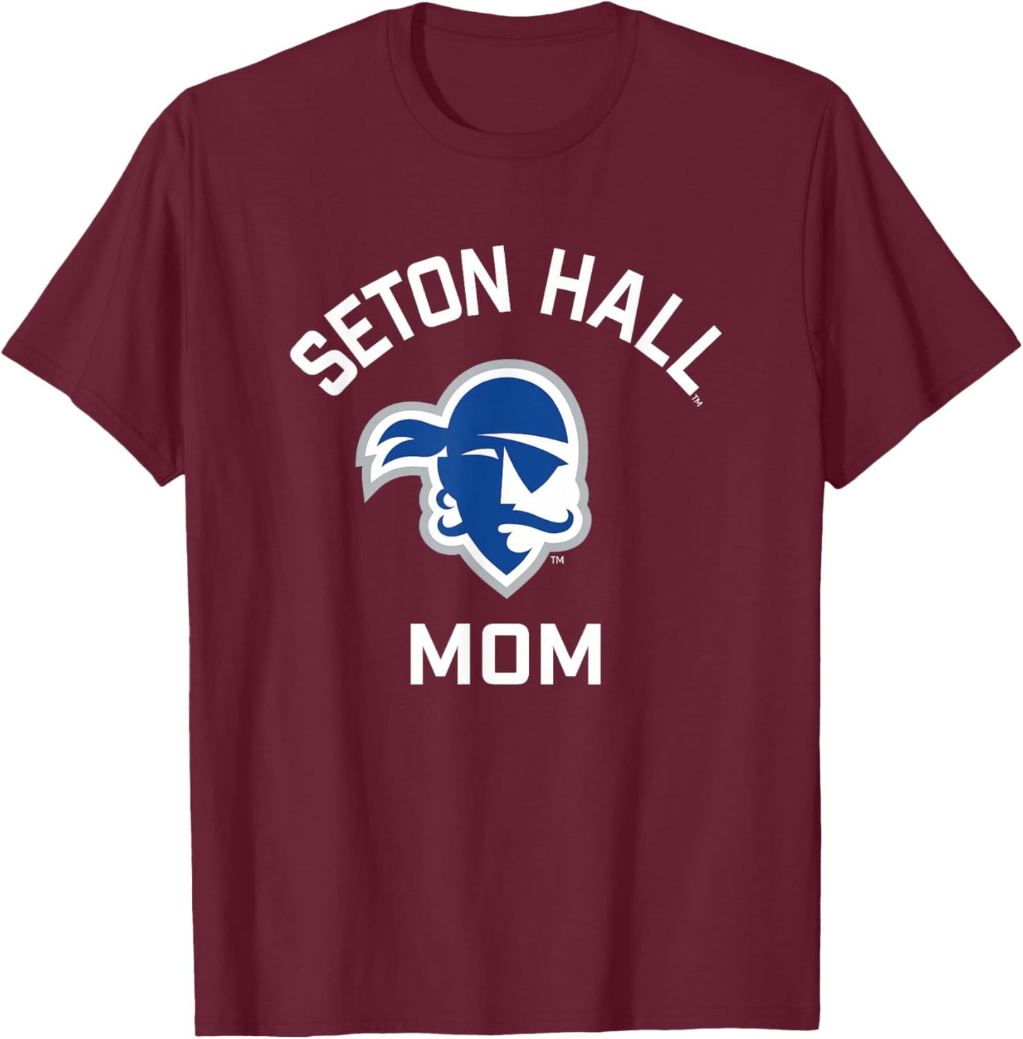 Seton Hall University SHU Pirates Arched Mom T-Shirt - T-Shirt | Maroon