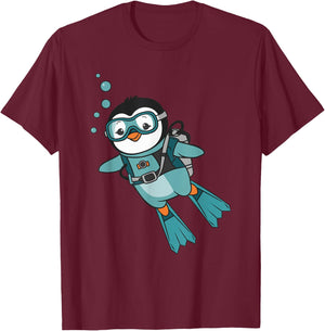Cute Scuba Diving Penguin T-Shirt - T-Shirt | Maroon