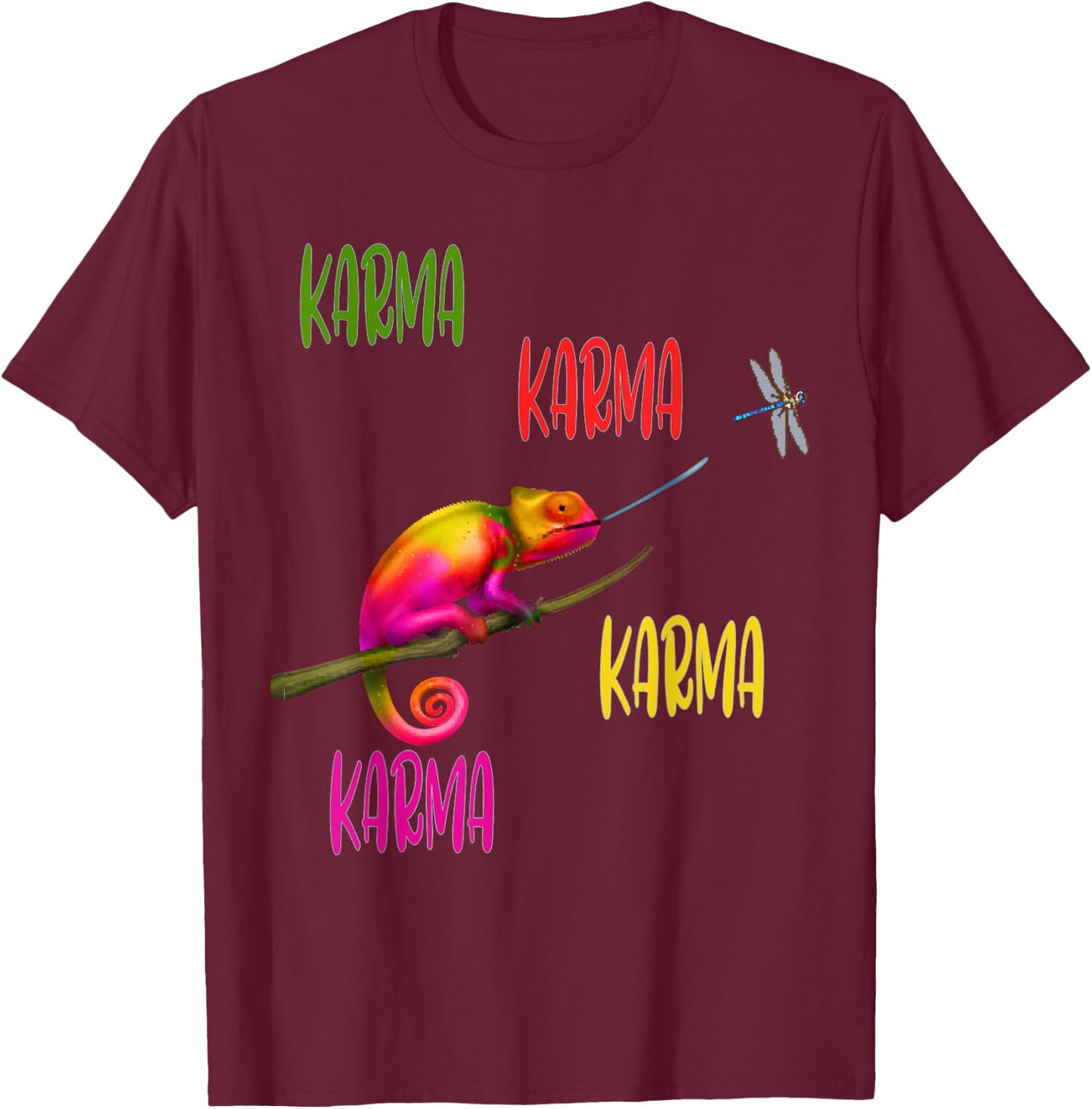 Karma Karma Karma Karma Chameleon T-Shirt - T-Shirt | Maroon