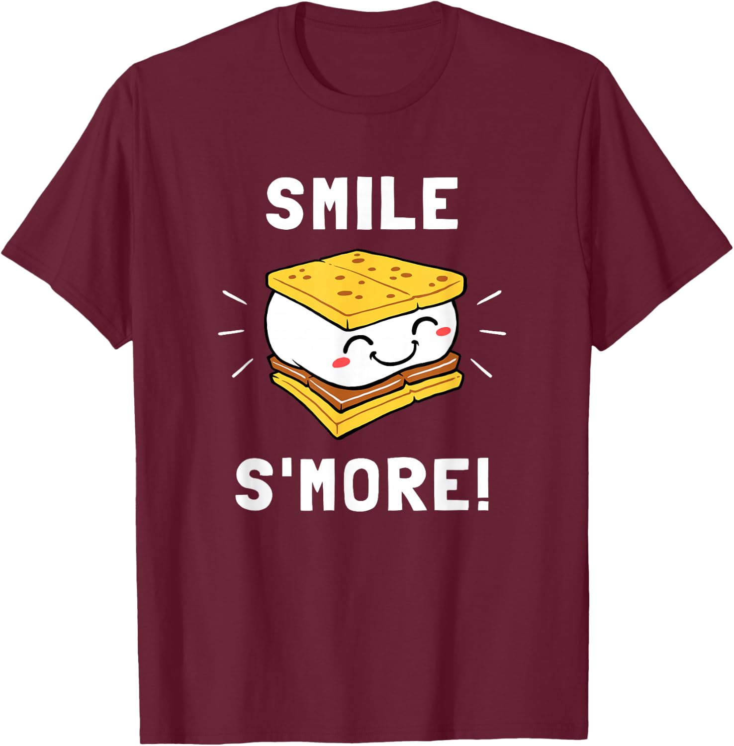 Smile S'more - Cute Smore Marshmallow Camping T-Shirt - T-Shirt | Maroon