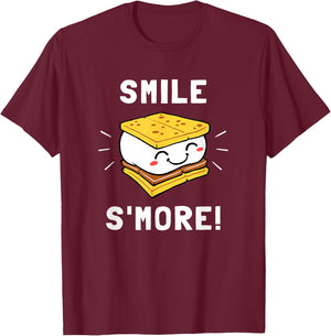 Smile S'more - Cute Smore Marshmallow Camping T-Shirt - T-Shirt | Maroon