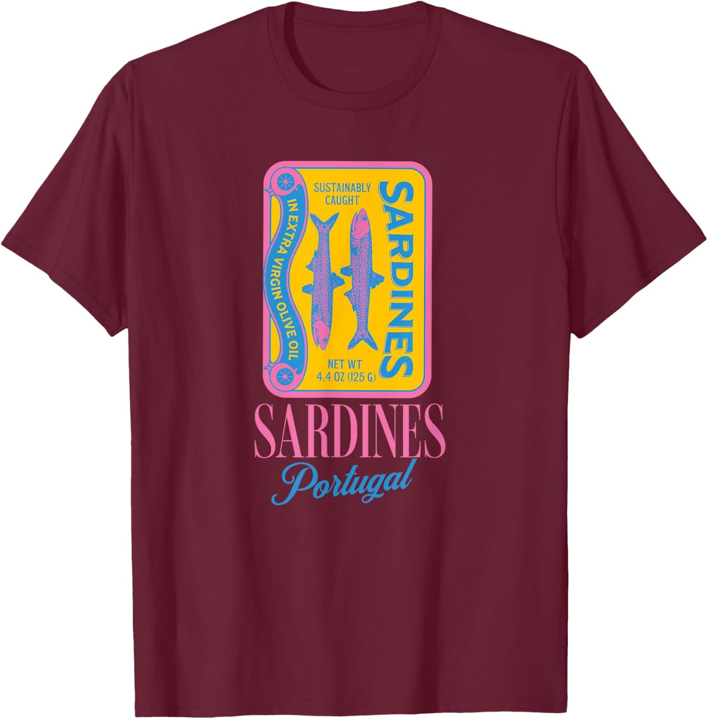 Tinned fish tinned sardines tin fish Portugal Italian summer T-Shirt - T-Shirt | Maroon