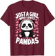 Cute Panda Just A Girl Who Loves Pandas T-Shirt - T-Shirt | Maroon