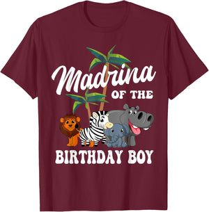 Madrina of the Birthday Boy Zoo Bday Safari Celebration T-Shirt - T-Shirt | Maroon