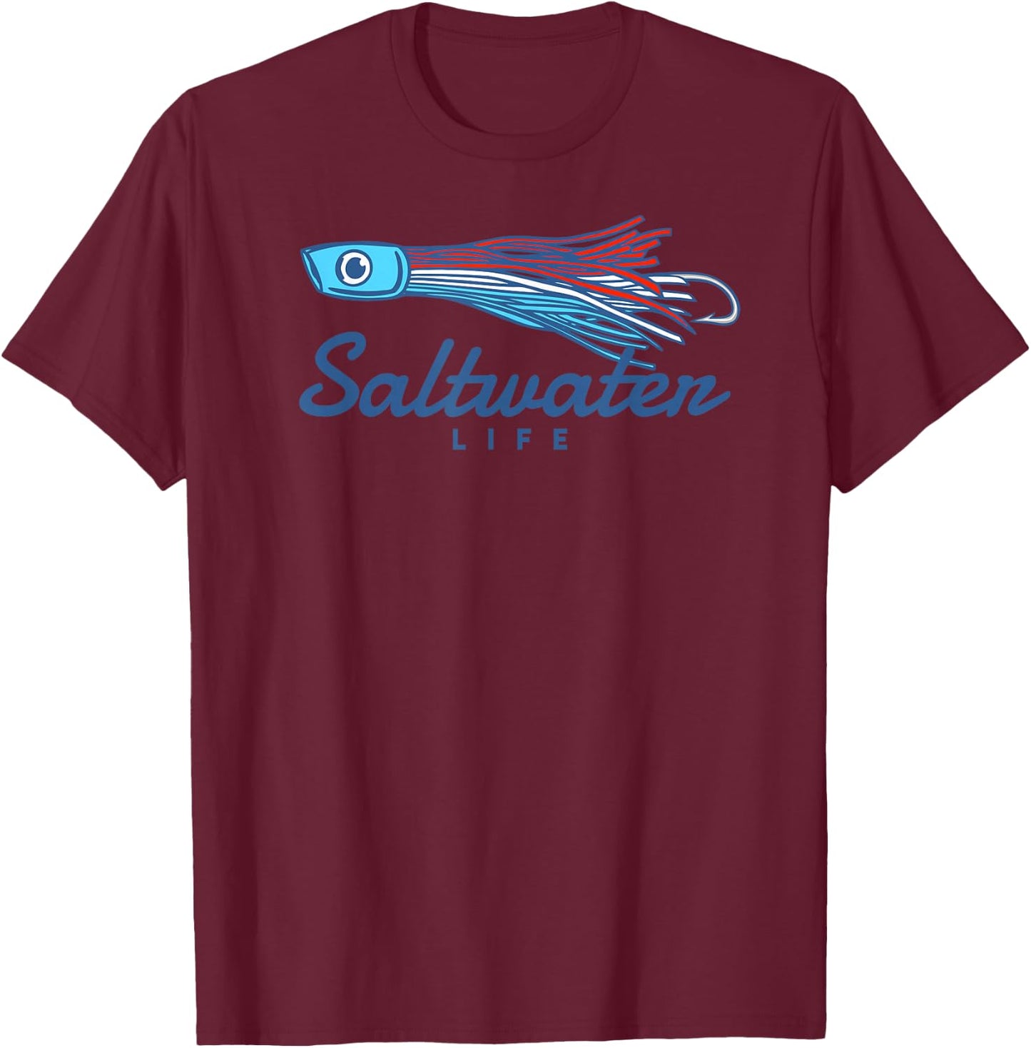 Saltwater Life Saltwater Fishing Lure T-Shirt - T-Shirt | Maroon