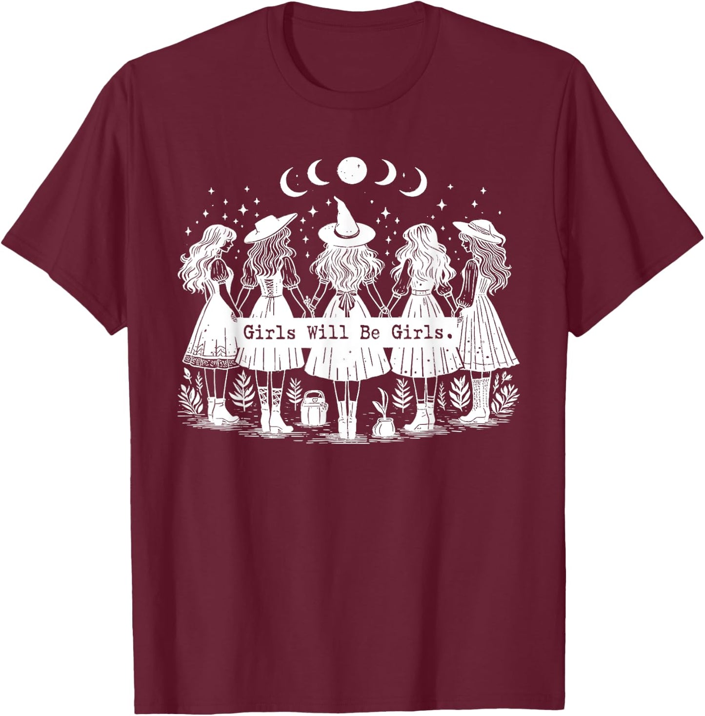 Trick Or Treat Witch Witches Girl Will Be Girls Halloween T-Shirt - T-Shirt | Maroon
