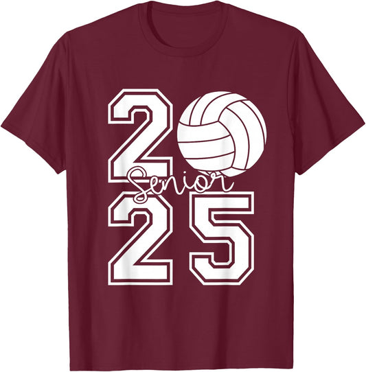 Class Of 2025 Volleyball Graduation Class Of 2025 Senior T-Shirt - T-Shirt | Maroon