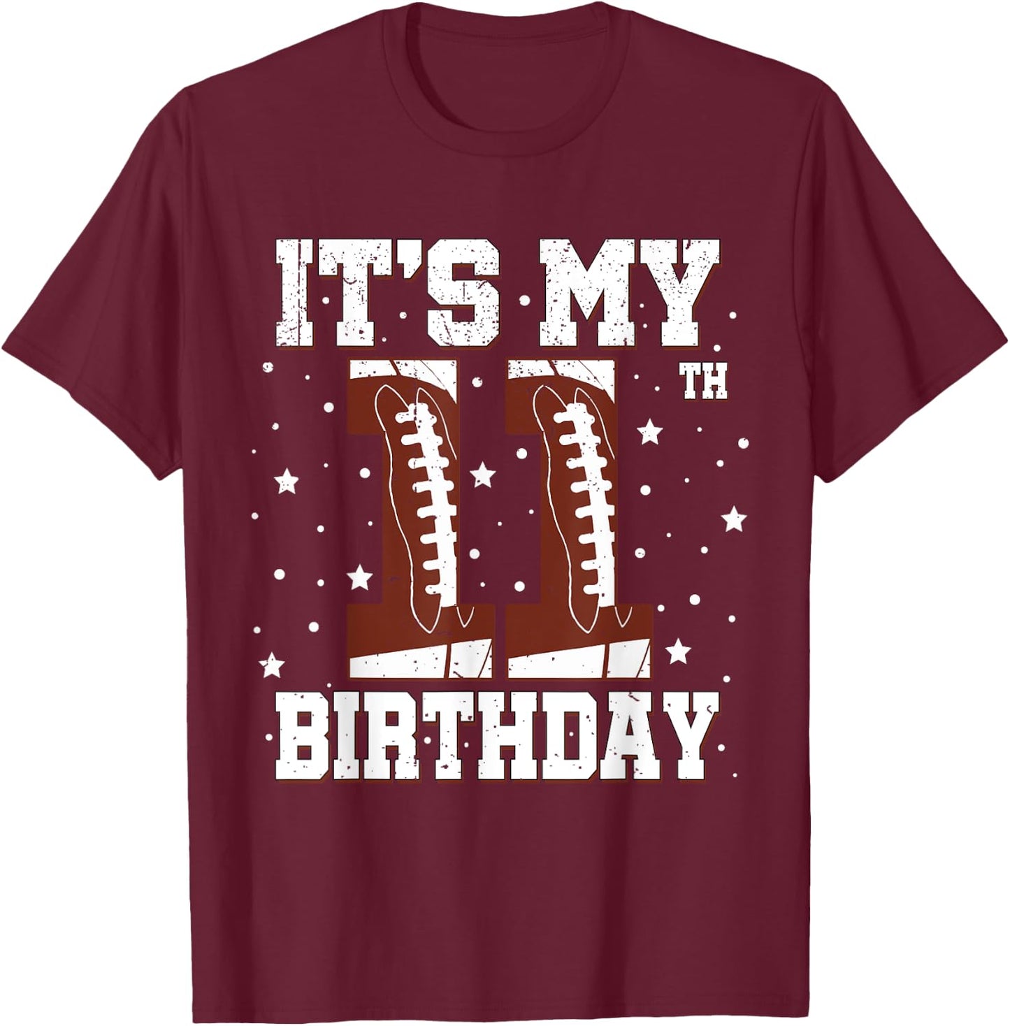 Kids It's My 11th Birthday Boy 11 Year Old Football Player T-Shirt - T-Shirt | Maroon