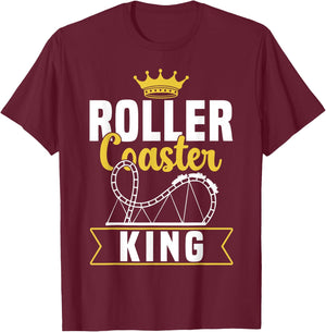 Roller Coaster King Amusement Fun Park T-Shirt - T-Shirt | Maroon