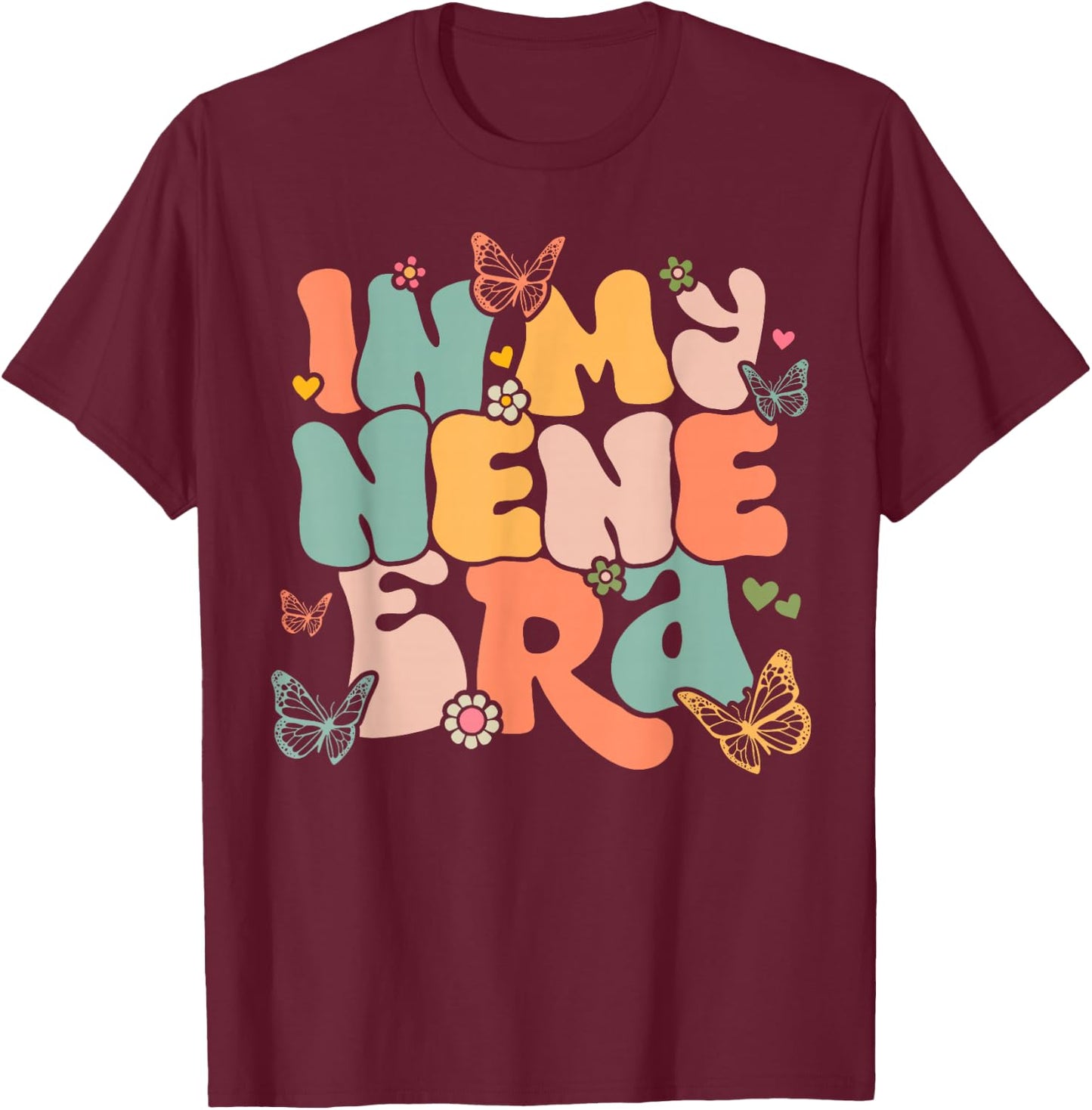 Retro Groovy In My Nene Era Mother's Day T-Shirt - T-Shirt | Maroon