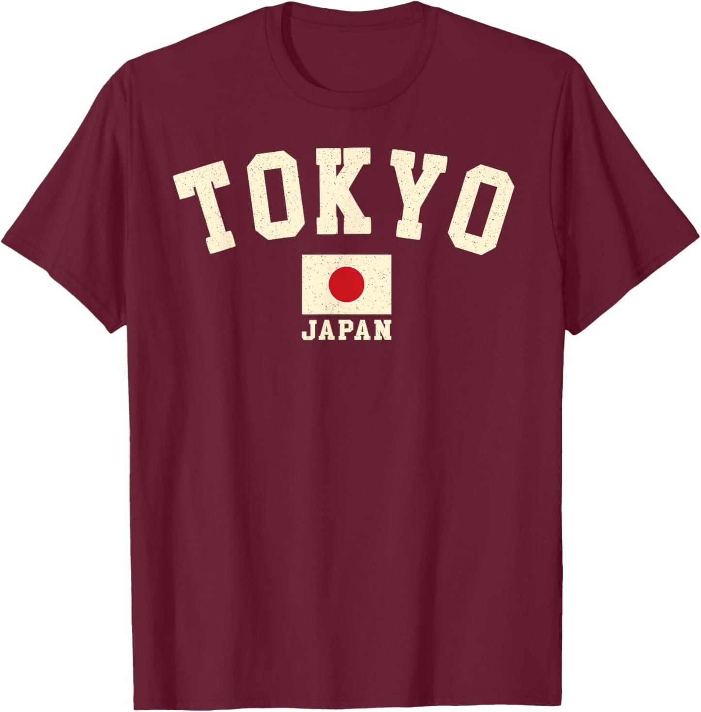Vintage Tokyo Japan Japanese Flag Souvenir Retro Graphic T-Shirt - T-Shirt | Maroon