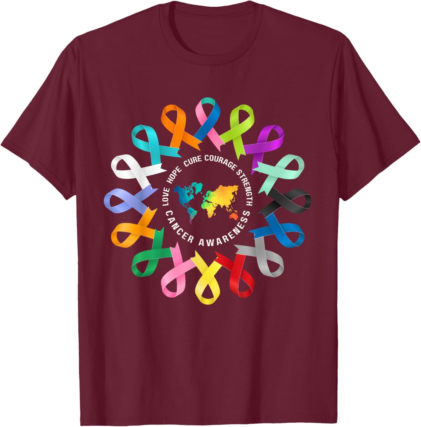 All Cancer Matters Awareness Fight Cancer Ribbon Support T-Shirt - T-Shirt | Maroon