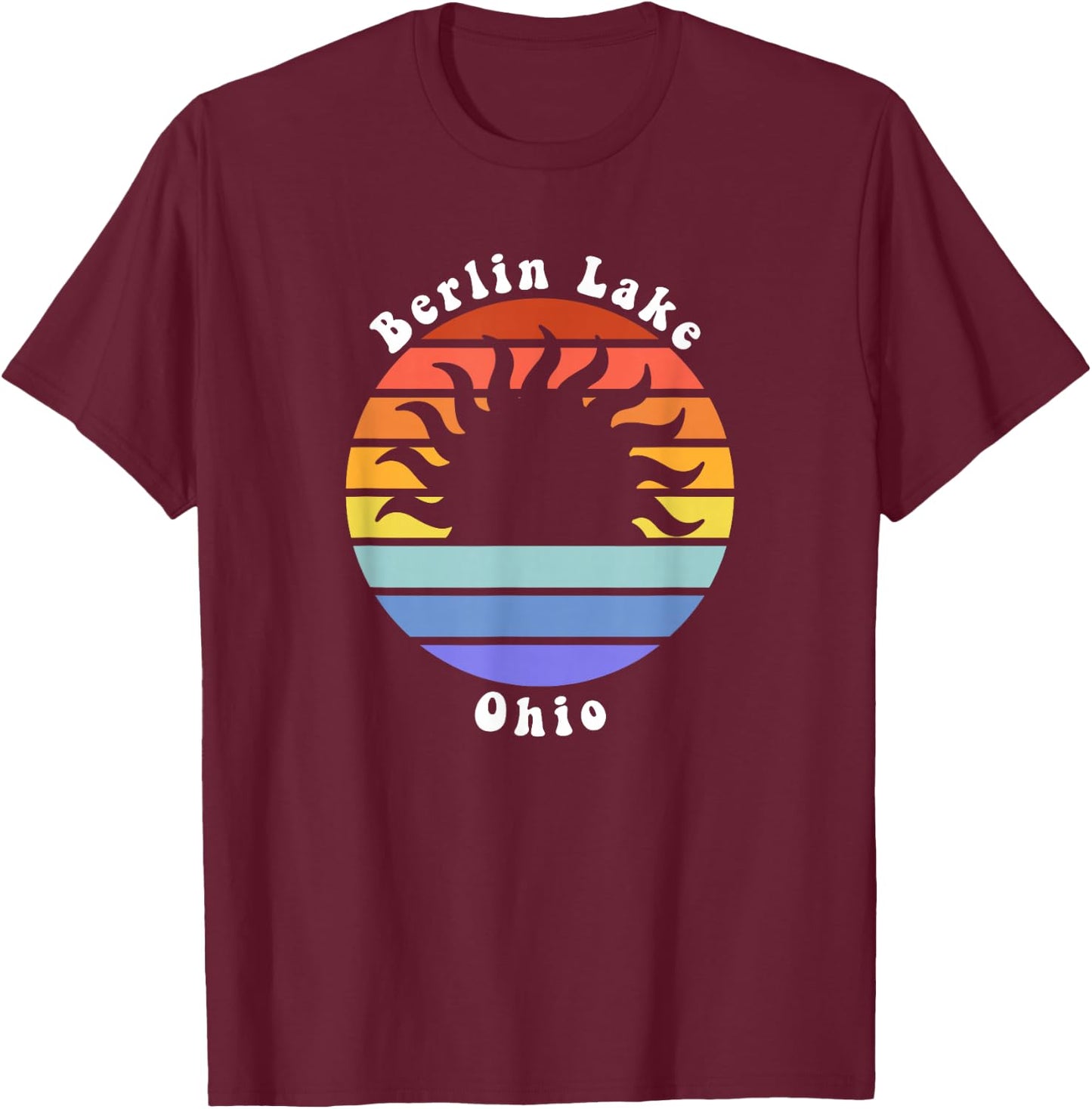 Berlin Lake Ohio OH Sunset Souvenir Vacation T-Shirt - T-Shirt | Maroon