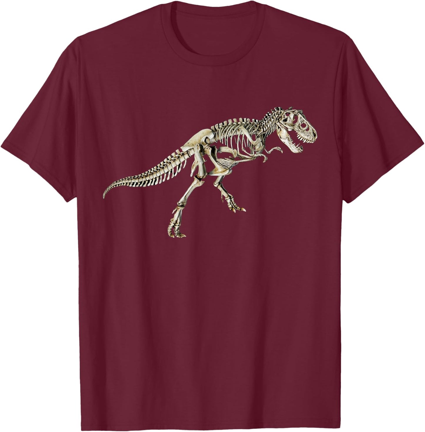 realistic Skeleton Dinosaur Tyrannosaurus rex skull T-Rex T-Shirt - T-Shirt | Maroon