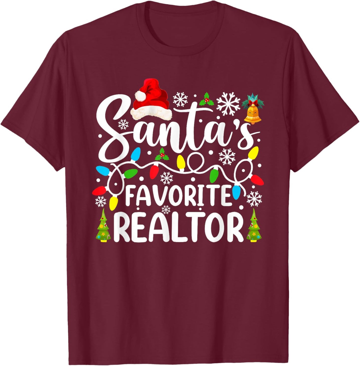 Santa's Favorite Realtor Funny Christmas Family Matching T-Shirt - T-Shirt | Maroon