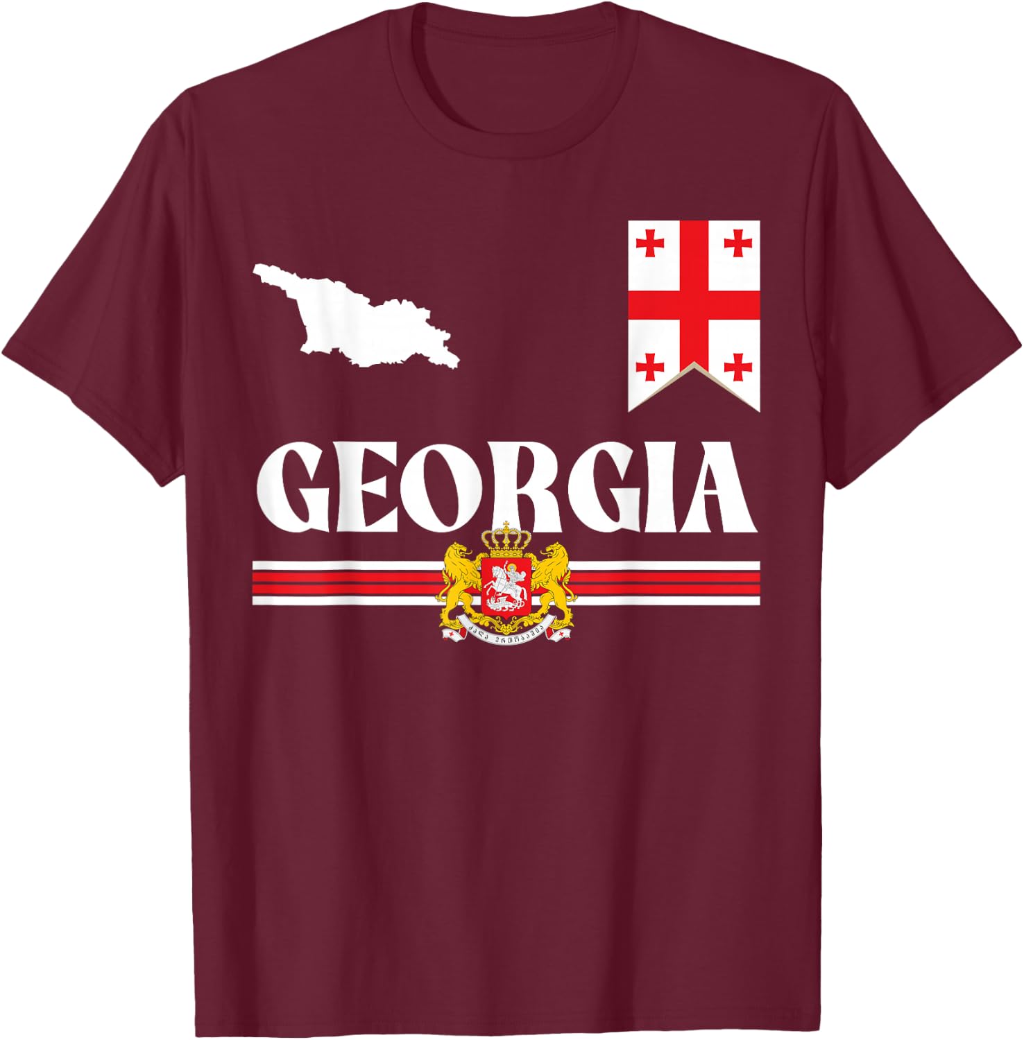 Georgia Country Flag, Georgian Culture, Georgia T-Shirt - T-Shirt | Maroon