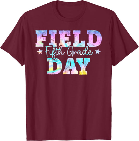 5th Grade Field Day 2024 Fifth Grade Tie dye Teacher Student T-Shirt - T-Shirt | Maroon