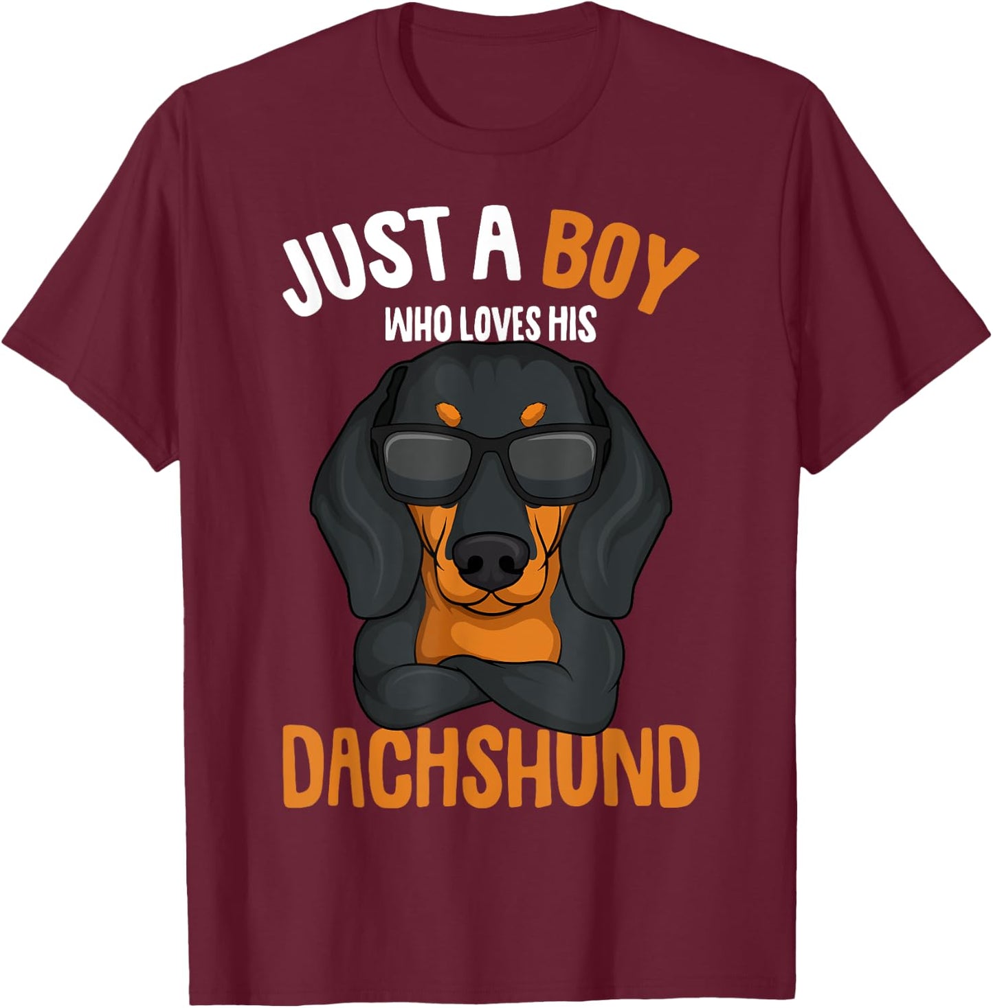 Just a Boy who loves his Dachshund Weiner Dog Kids Boys T-Shirt - T-Shirt | Maroon