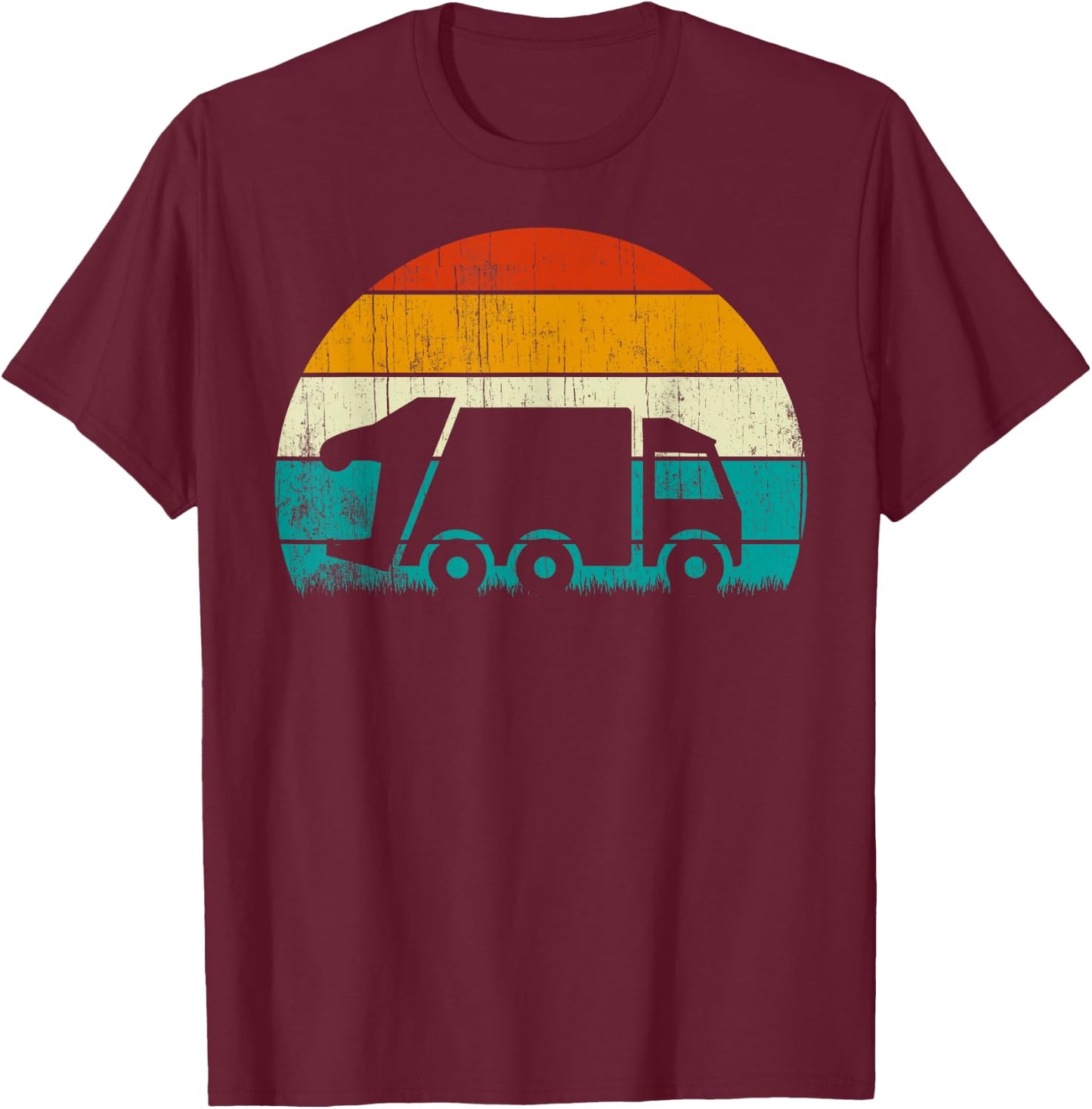 Retro Vintage Sunset Recycling Trash Kids Garbage truck T-Shirt - T-Shirt | Maroon