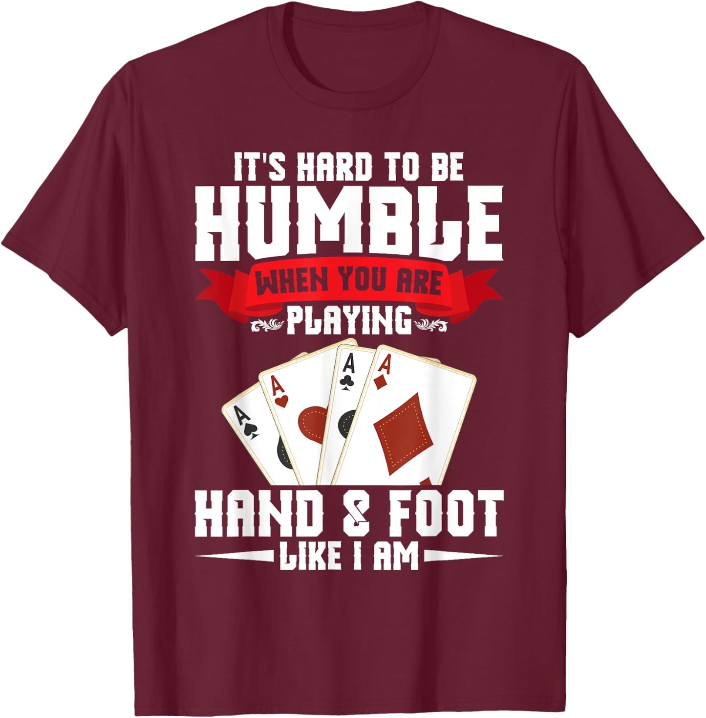 Hand and Foot Cards Set & Hand Foot Clothes -Adults, -Kids Black Small Modern Crew Collar Short Sleeve T-Shirt - T-Shirt | Maroon