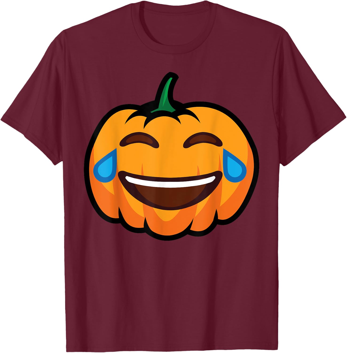 Pumpkin Two Eyes Wink Cry With Big Smile Halloween Costume T-Shirt - T-Shirt | Maroon