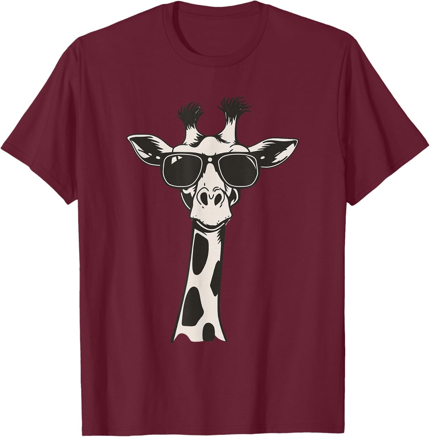 Cool Giraffe with Sunglasses T-Shirt - T-Shirt | Maroon