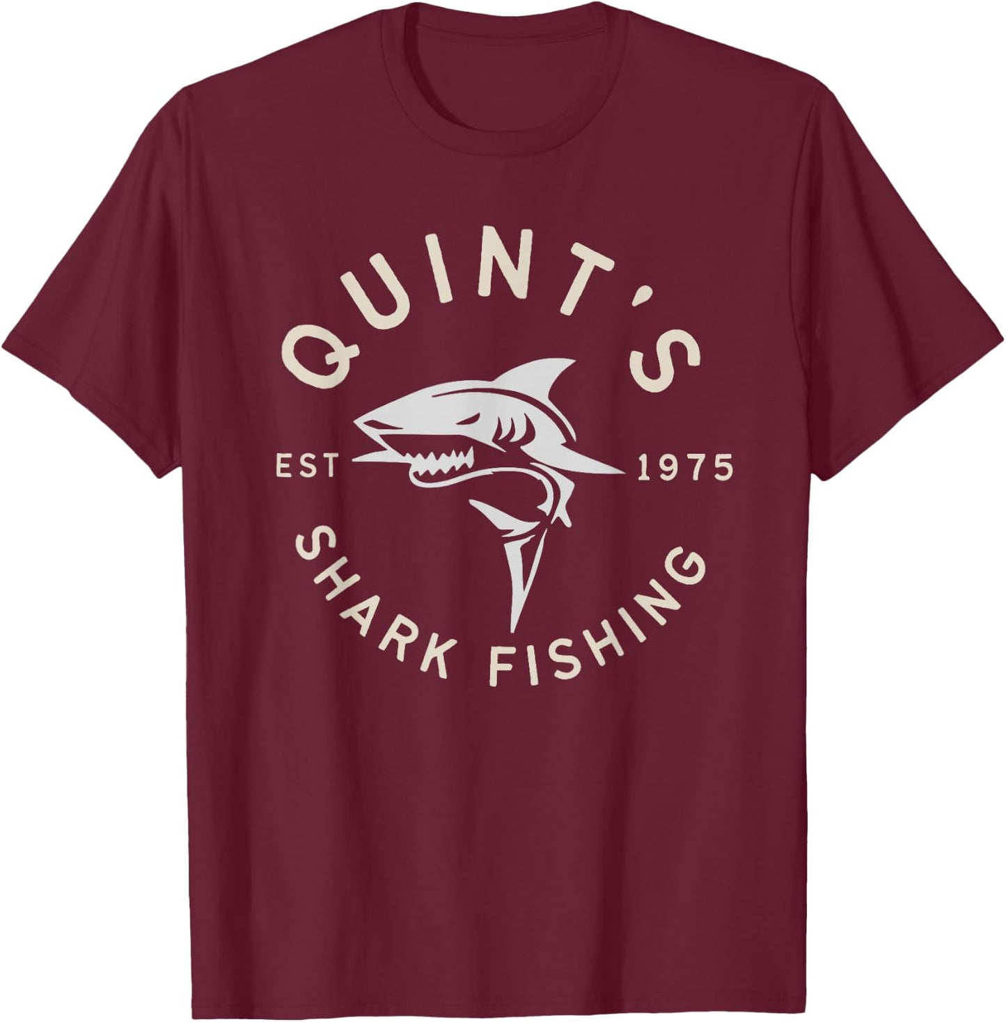 Vintage Quint's Shark Fishing 1975 Retro T-Shirt - T-Shirt | Maroon