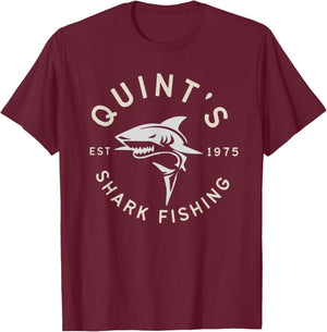 Vintage Quint's Shark Fishing 1975 Retro T-Shirt - T-Shirt | Maroon