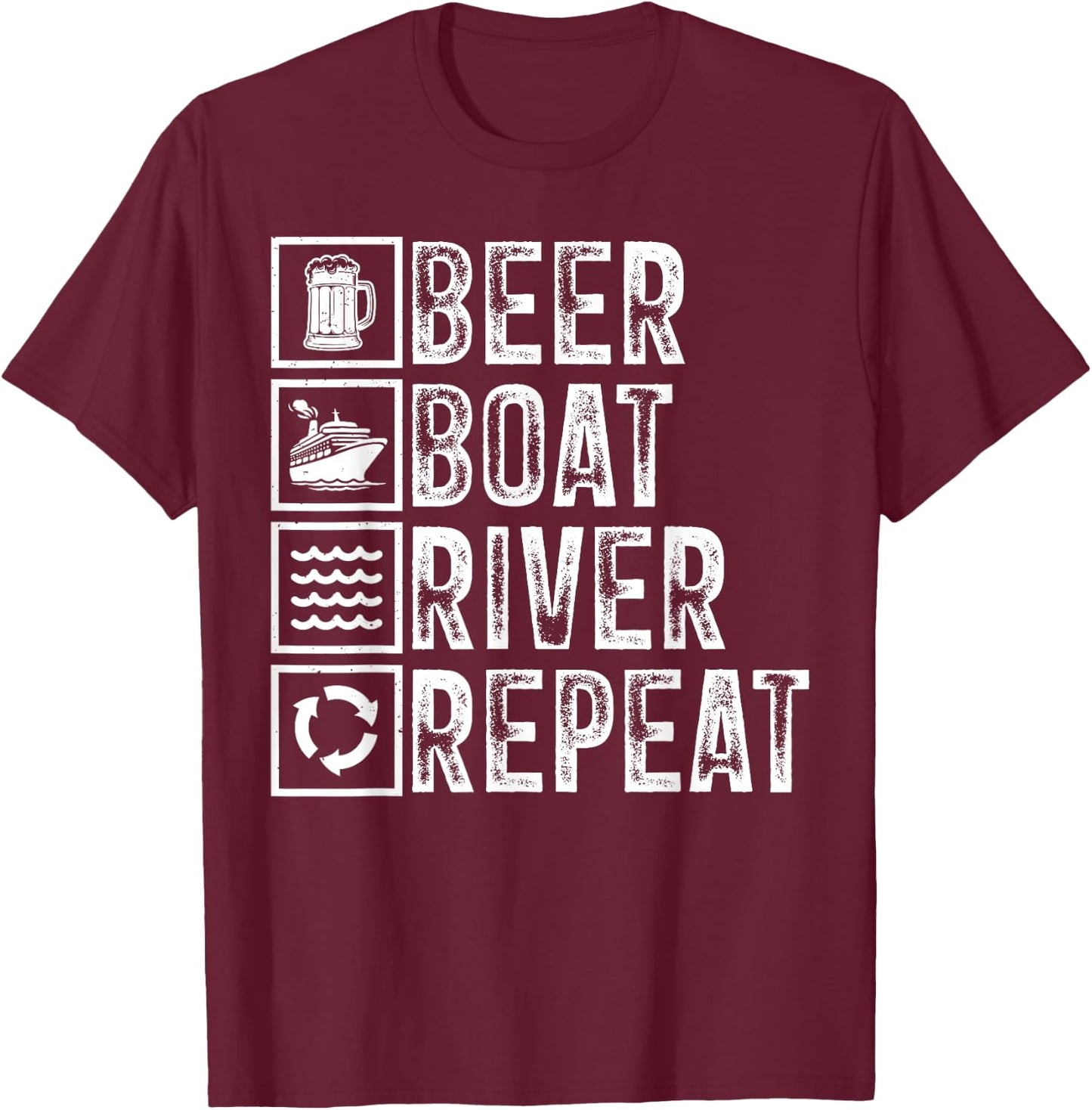 Funny Drinker River Sailing Drinking Beer Boat River Dad T-Shirt - T-Shirt | Maroon