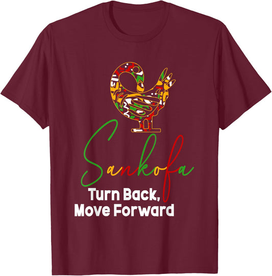 African Routes Sankofa Adinkra Black History Art T-Shirt - T-Shirt | Maroon