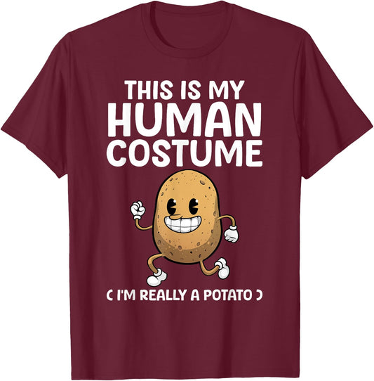 Funny Potato Costume Women Kids Adult Potato Novelty T-Shirt - T-Shirt | Maroon