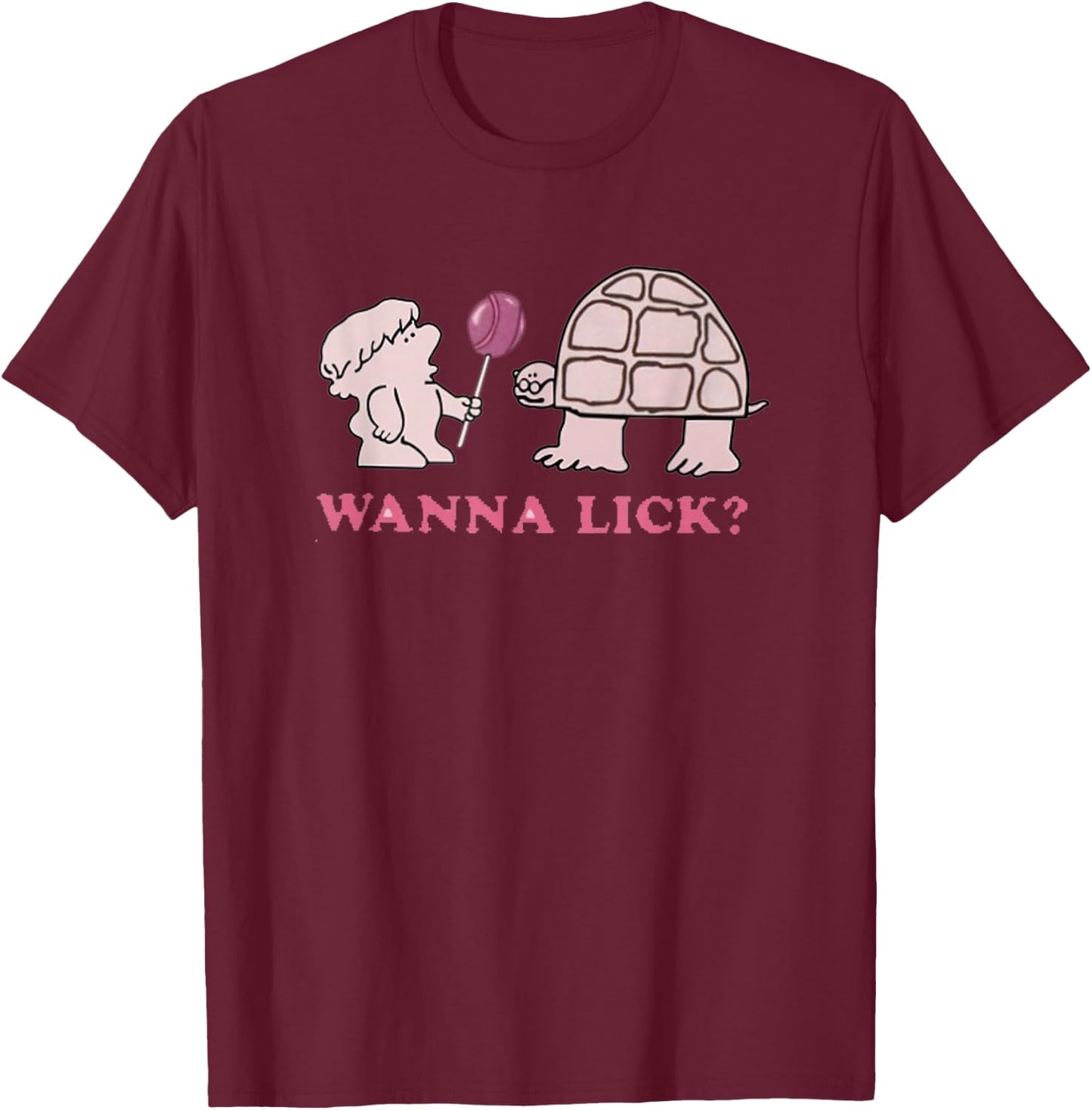 Wanna lick Owl Pink T-Shirt - T-Shirt | Maroon