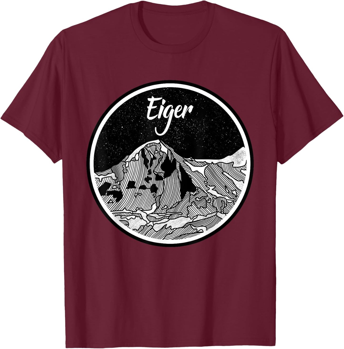 The Eiger Black and white Mountain print T-Shirt - T-Shirt | Maroon