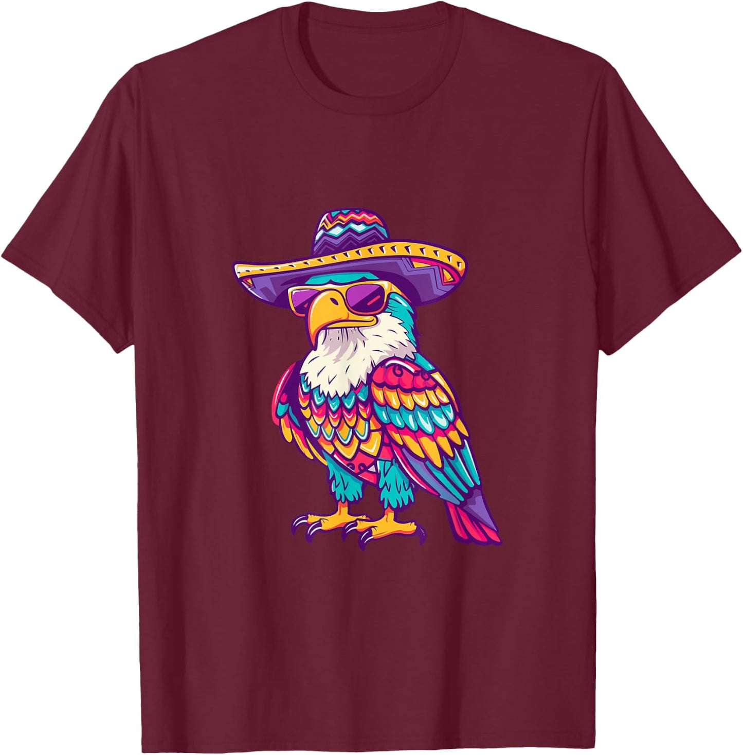 Party Eagle With Sombrero | Mexico T-Shirt - T-Shirt | Maroon