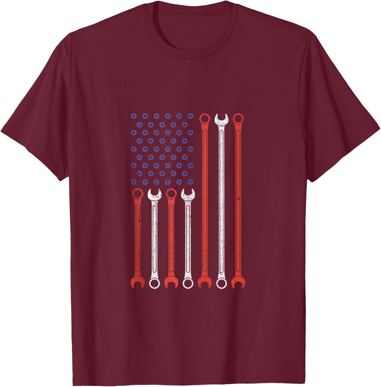 Vintage American Flag Diesel Engine Mechanic Muscle Car Love T-Shirt - T-Shirt | Maroon