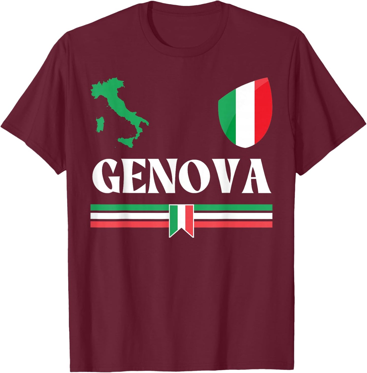 Genoa Italy Flag, Genova Italy, Genova, Genoa T-Shirt - T-Shirt | Maroon