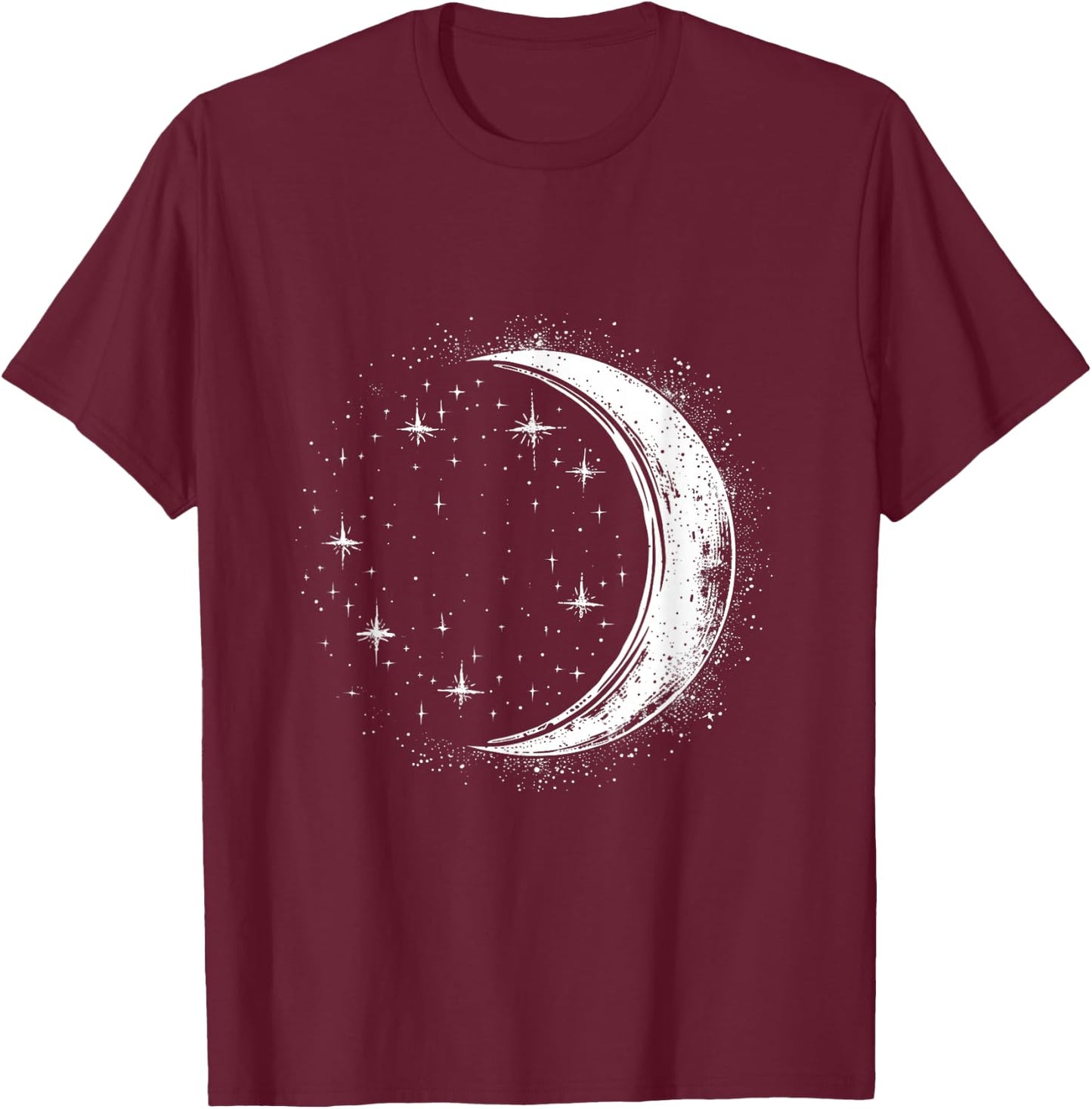 Starlight and Simple Crescent Moon T-Shirt - T-Shirt | Maroon