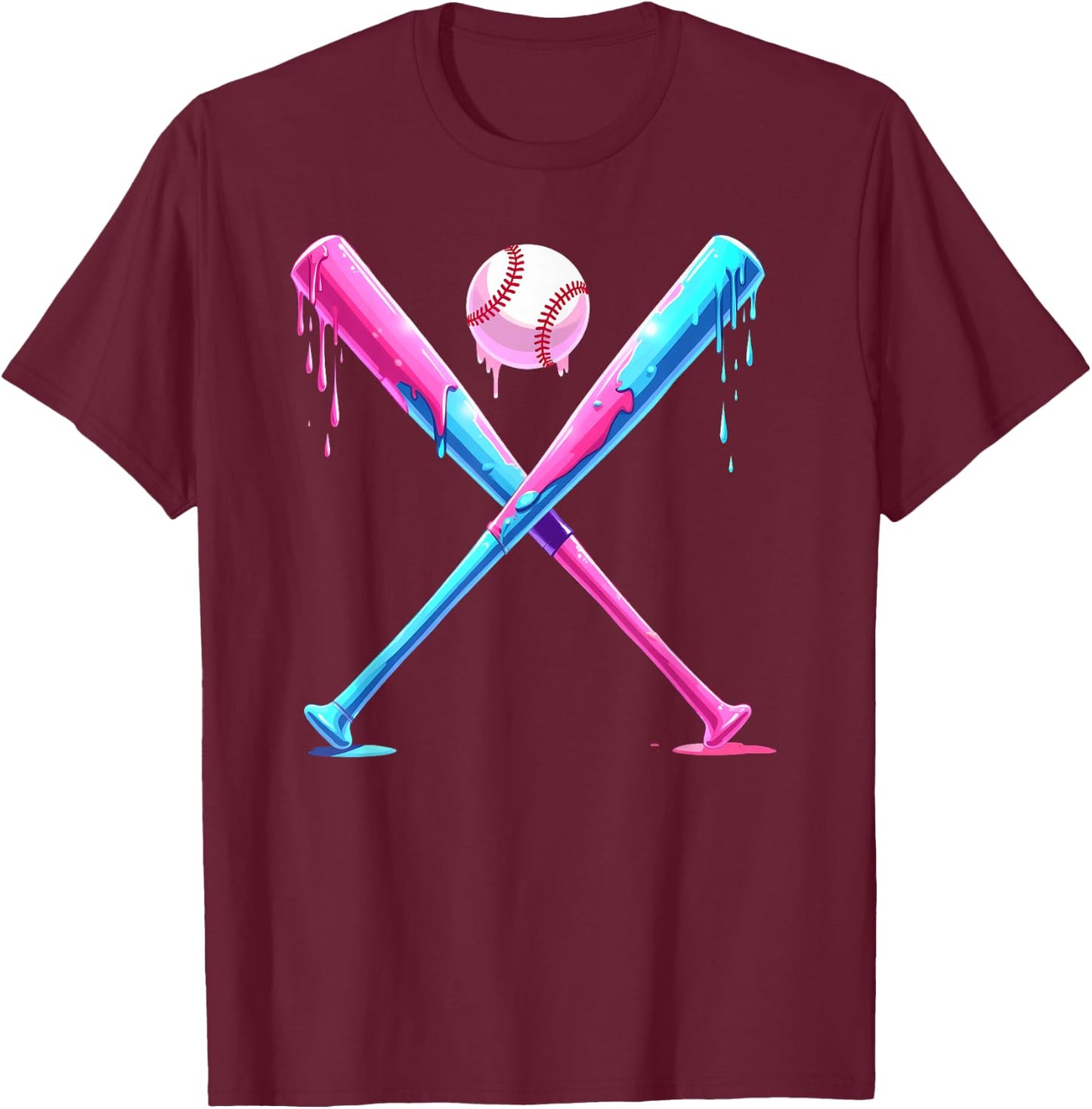 Baseball Home Plate Social Club for Boy Ice Cream Drip T-Shirt - T-Shirt | Maroon