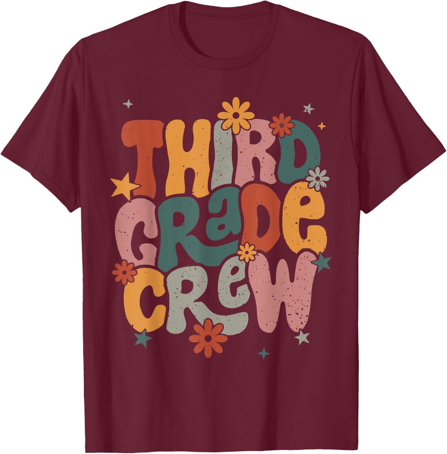 Retro Third Grade Crew Happy First Day Of School 3rd Grade T-Shirt - T-Shirt | Maroon
