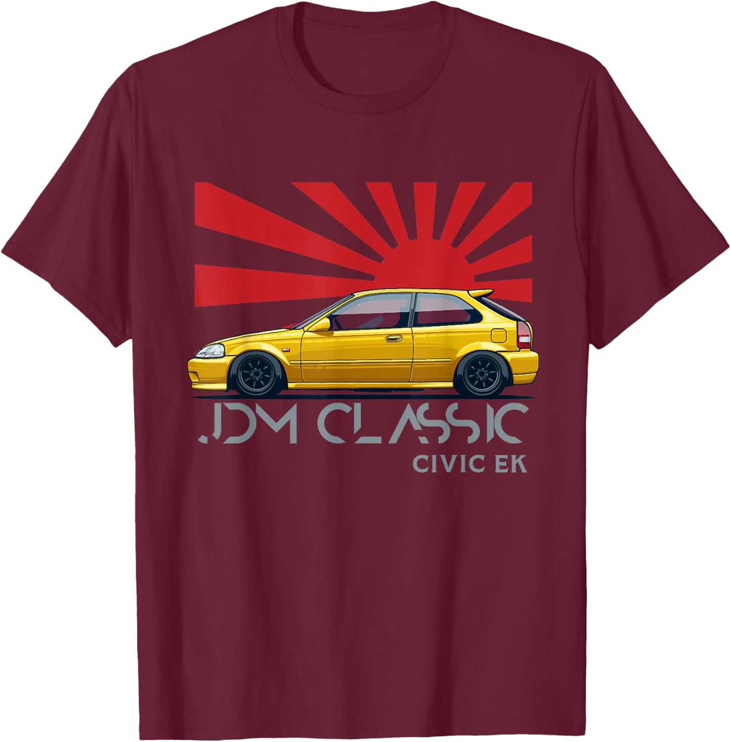 Civic EK Type R Japanese Car , Small, Black T-Shirt - T-Shirt | Maroon