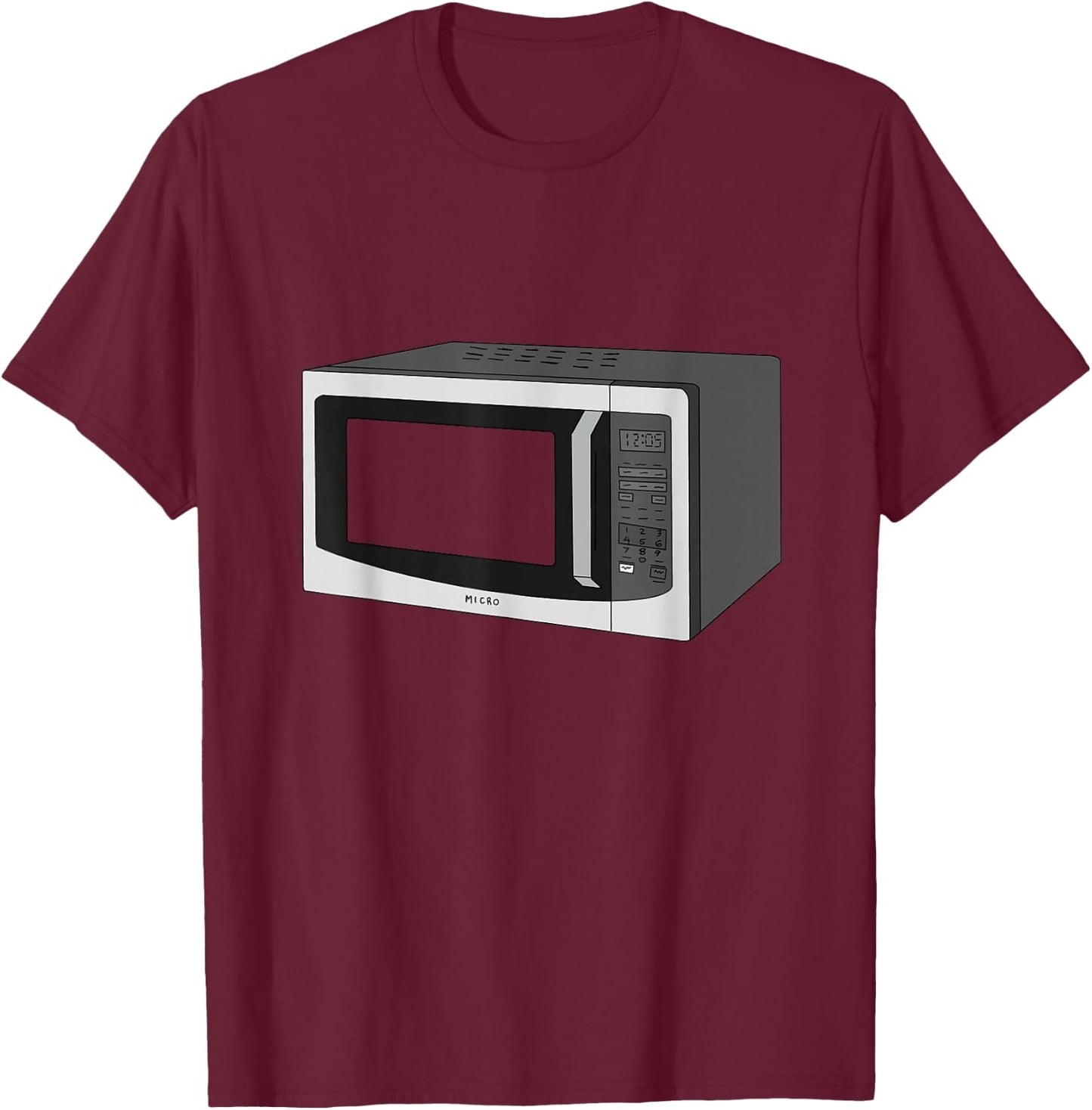 Microwave Oven Illustration Funny Chef Cooking T-Shirt - T-Shirt | Maroon