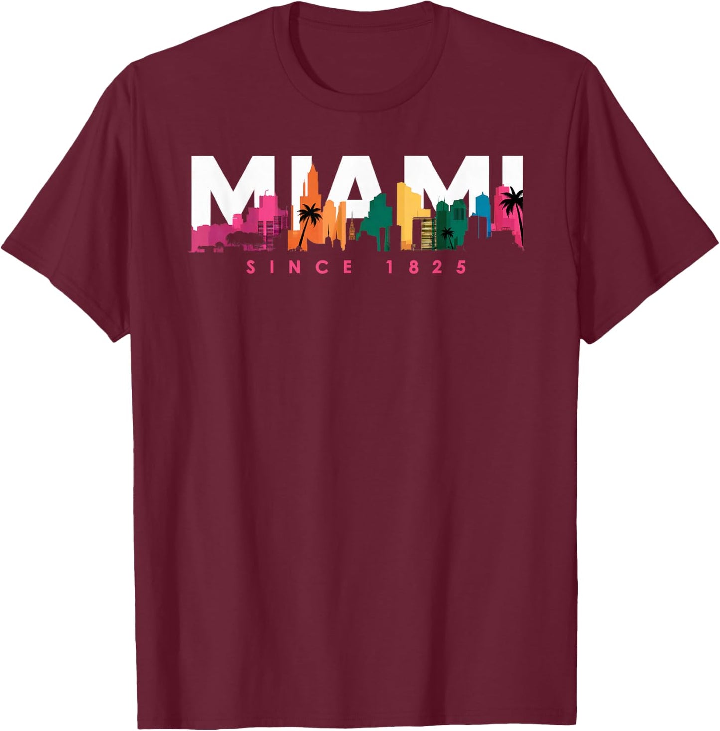 Miami Shirts Florida Vibrant Colorful Souvenir Miami T-Shirt - T-Shirt | Maroon