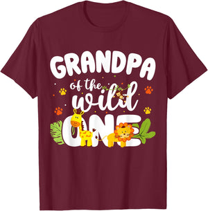 Grandpa of the Wild One Zoo Birthday Safari Jungle Animal T-Shirt - T-Shirt | Maroon