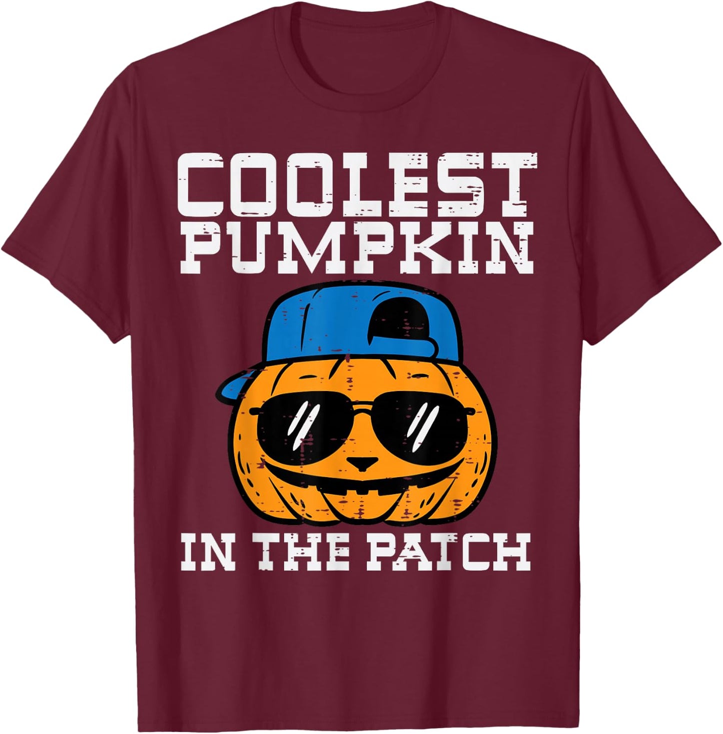 Halloween Coolest Pumpkin In Patch Costume Boys Kids Toddler T-Shirt - T-Shirt | Maroon