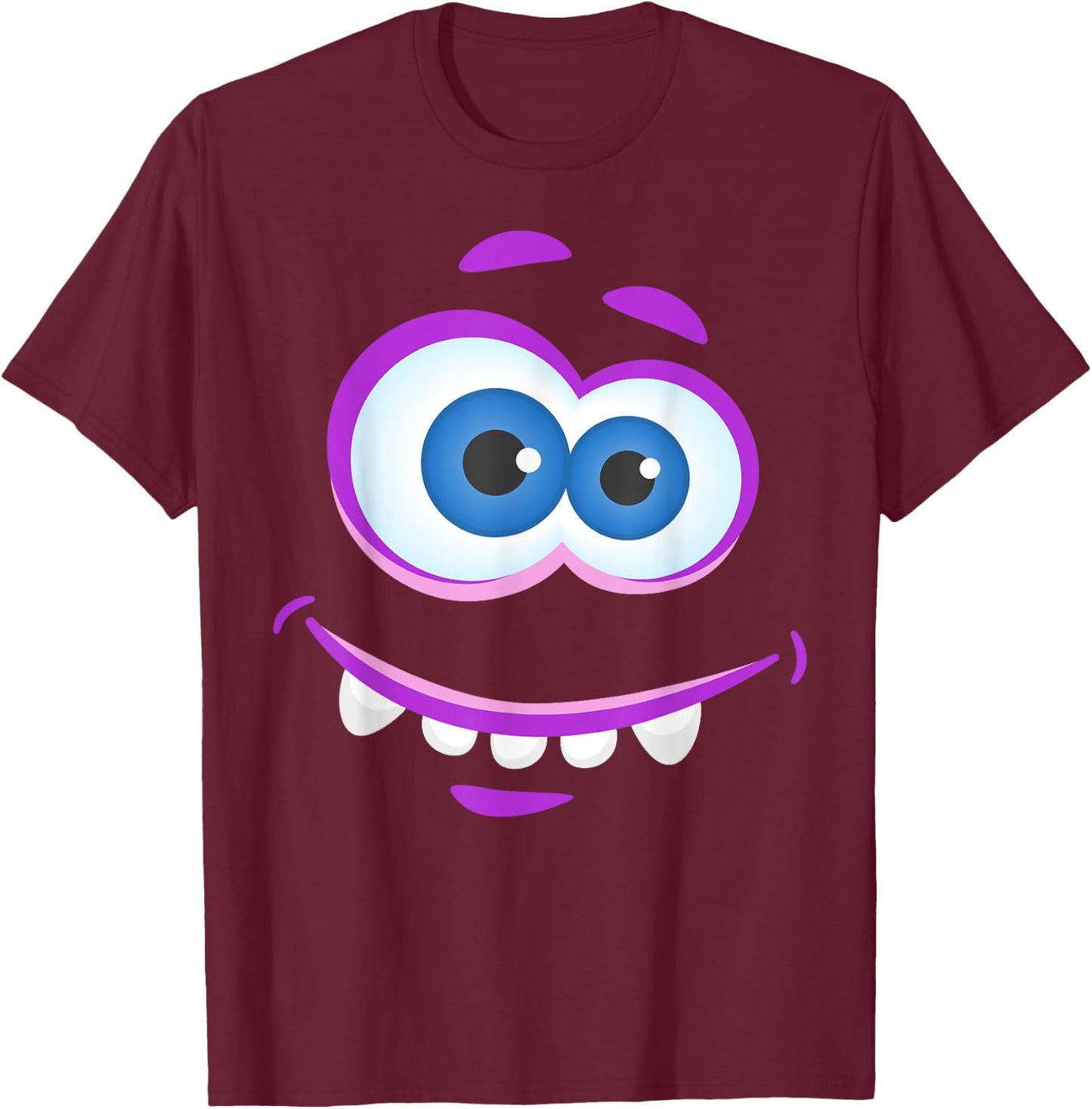 Big Eyes Monster Face Halloween Funny Costume T-Shirt - T-Shirt | Maroon