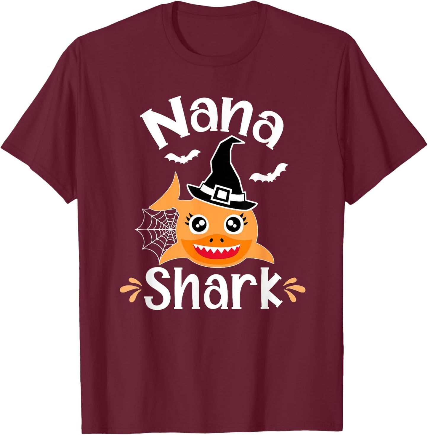 Nana Shark Funny Halloween Nana Grandma T-Shirt - T-Shirt | Maroon
