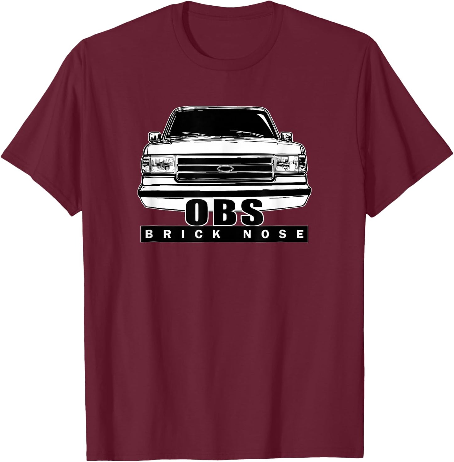 OBS Bricknose 80s 90s Pickup Truck Car Entusiast T-Shirt - T-Shirt | Maroon