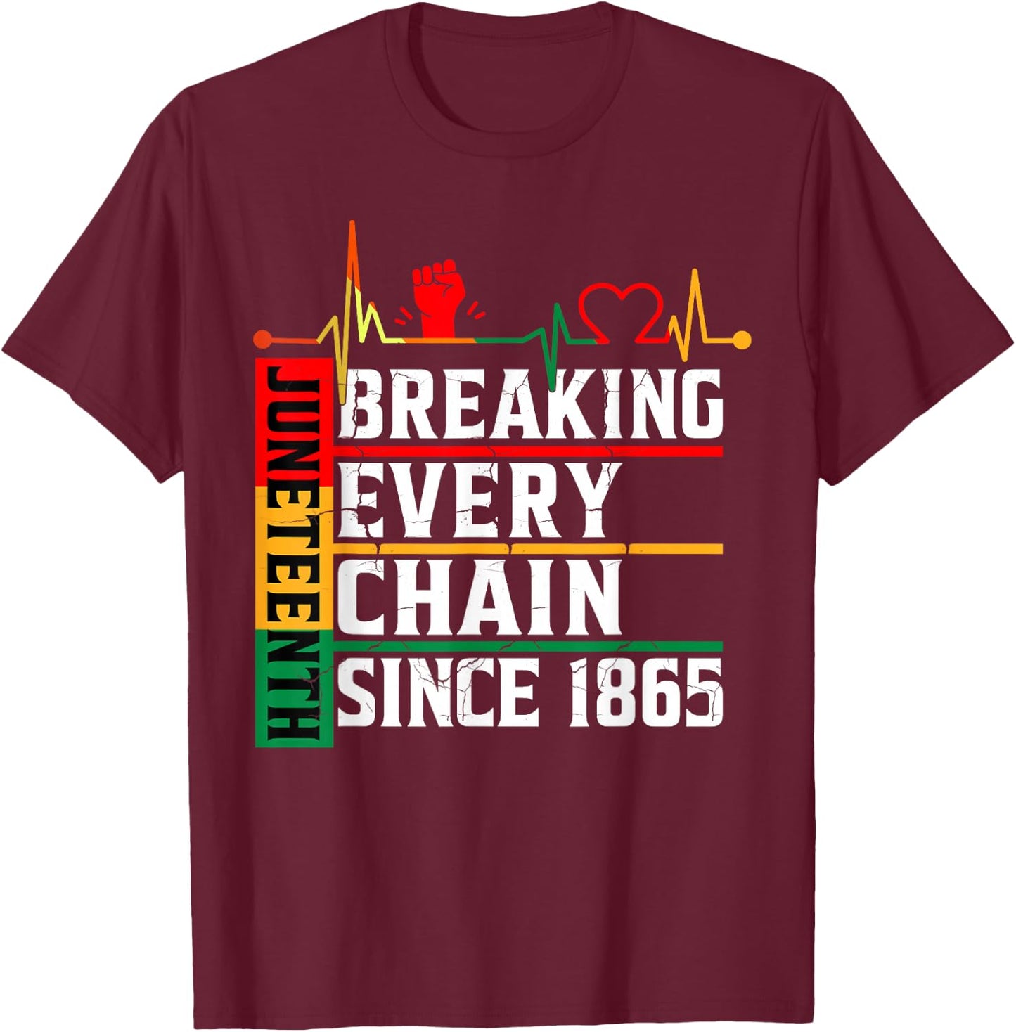 Juneteenth Breaking Every Chain Since 1865 Freedom Women Men T-Shirt - T-Shirt | Maroon