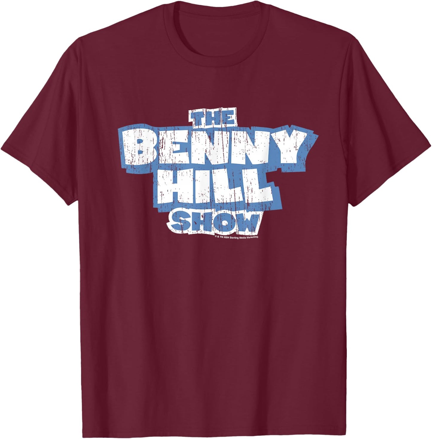Benny Hill The Benny Hill Show Logo Distressed T-Shirt - T-Shirt | Maroon