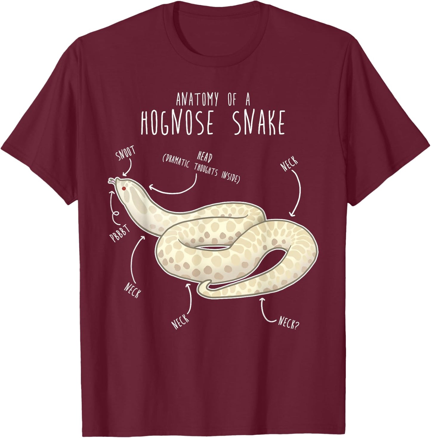 Snow Hognose Snake Anatomy, Funny Cute Pet Mom Reptile Lover T-Shirt - T-Shirt | Maroon